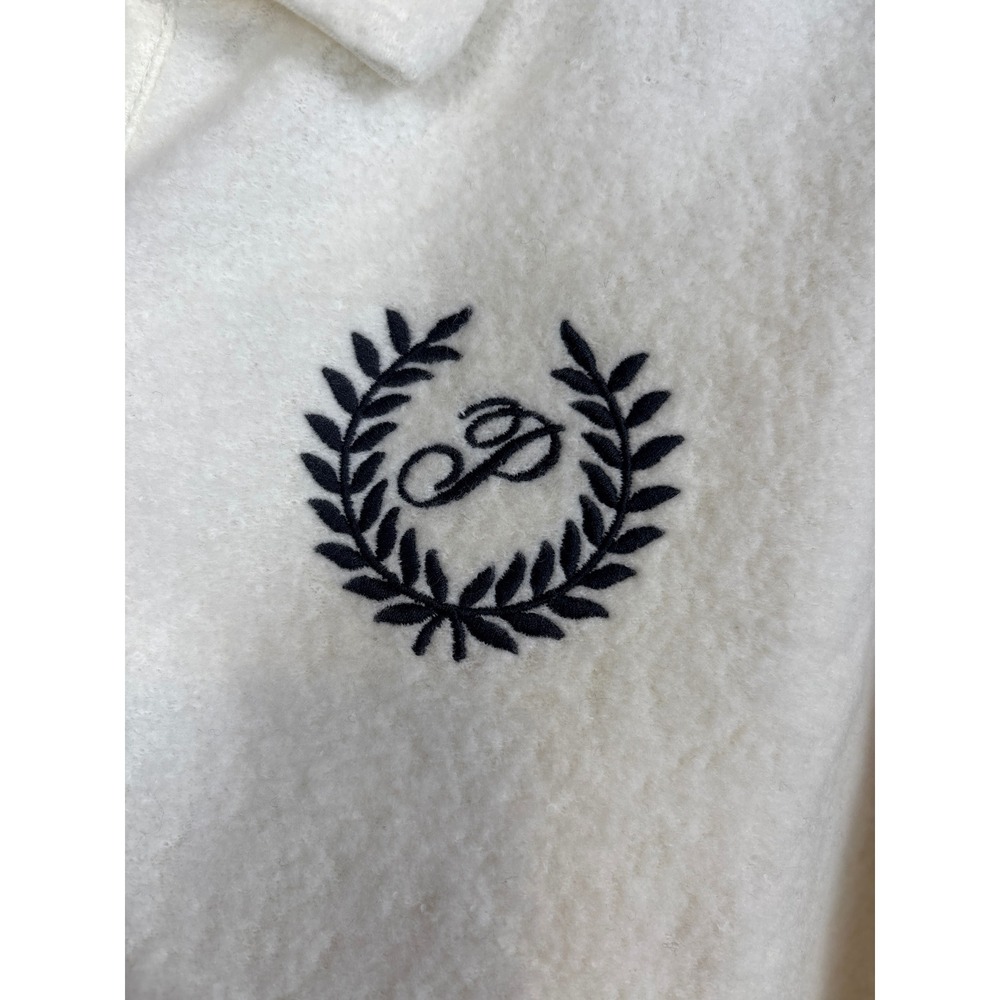 PINK Victoria Secret White Fleece Cropped Pullover Sweatshirt Striped Sleeve XXL - Picture 3 of 5